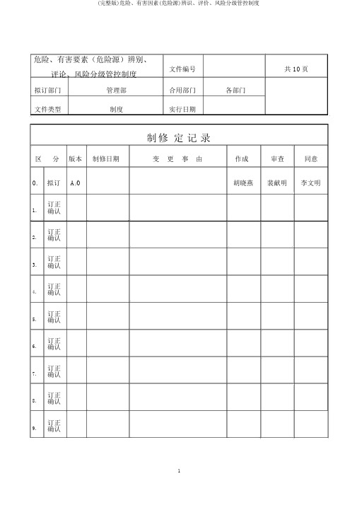 (完整版)危险、有害因素(危险源)辨识、评价、风险分级管控制度