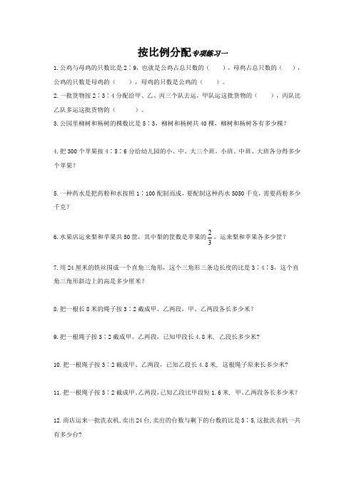 08按比例分配专项练习一