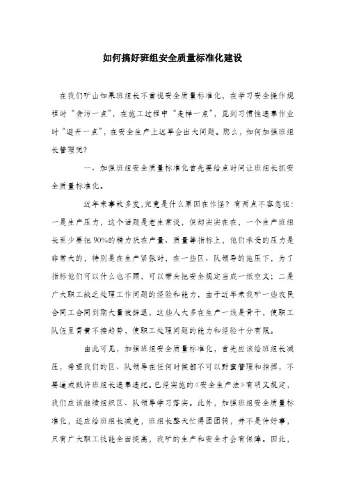 如何搞好班组安全质量标准化建设.docx