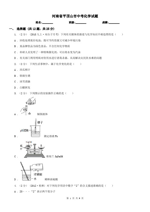 河南省平顶山市中考化学试题 