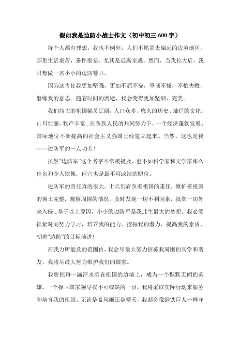 假如我是边防小战士作文(初中初三600字).doc