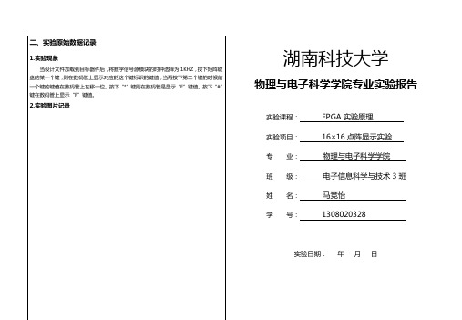 16×16点阵显示实验  实验报告