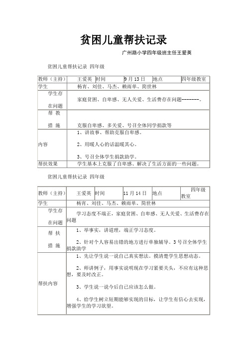 贫困儿童帮扶记录