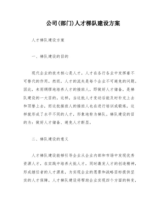 公司(部门)人才梯队建设方案