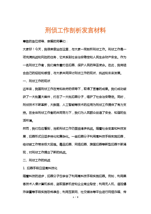 刑侦工作剖析发言材料