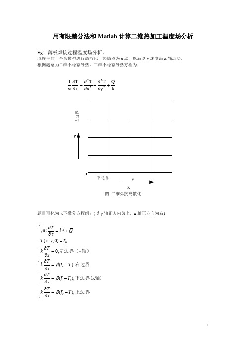 用有限差分法和Matlab计算二维热加工温度场分析