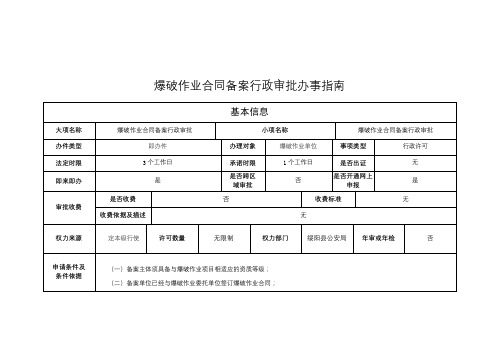 爆破作业合同备案行政审批办事指南【模板】