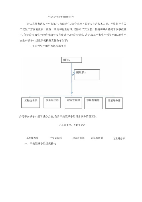 安全生产领导小组组织机构