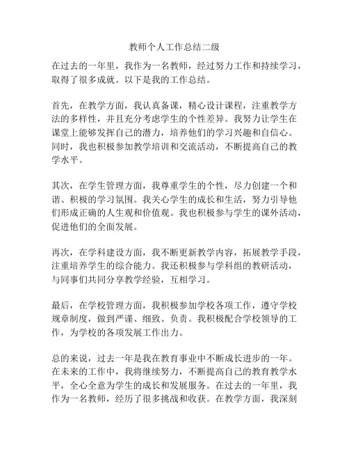 教师个人工作总结二级