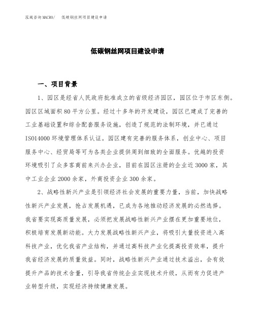 低碳钢丝网项目建设申请