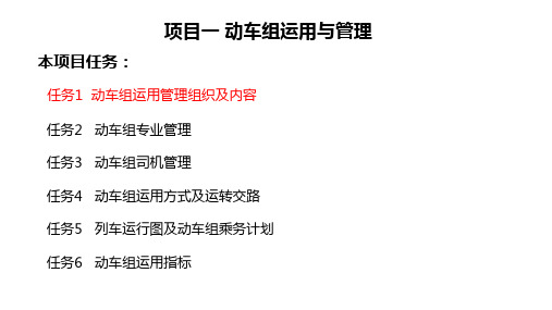 项目一、 动车组运用与管理   任务一、动车组运用管理组织及内容[15页]