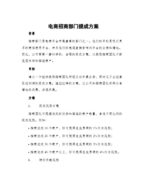 电商招商部门提成方案