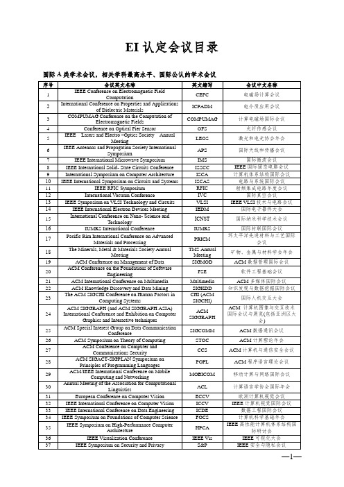 EI认定会议目录