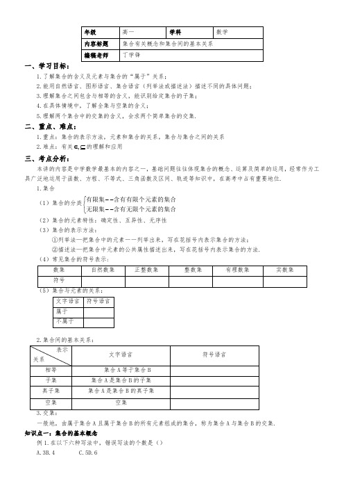 集合有关概念和集合间的基本关系