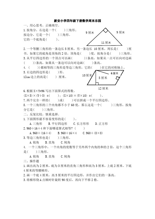 第15周新安四年级下册周末乐园