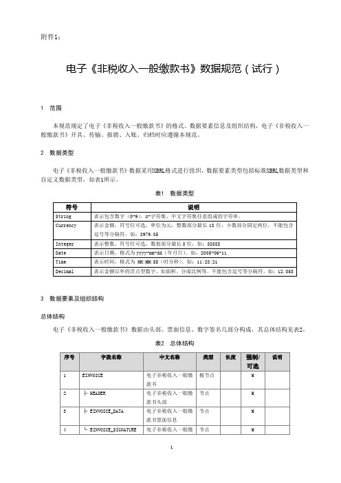 电子《非税收入一般缴款书》数据规范(试行)、预算管理一体化系统技术标准(电子《非税收入一般缴款书》)