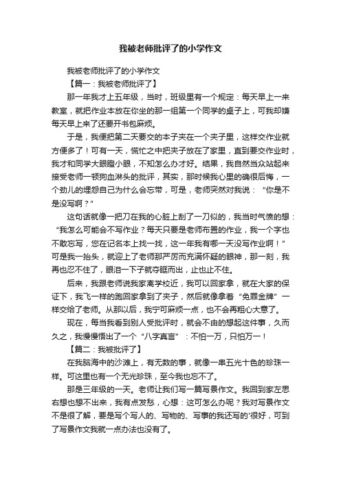 我被老师批评了的小学作文