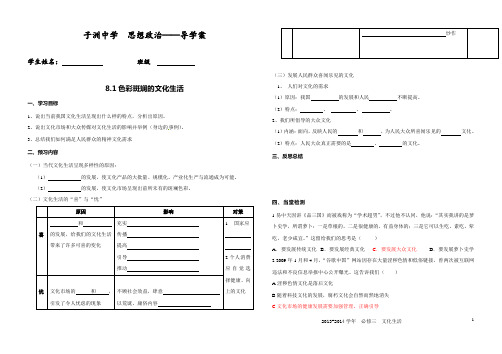 色彩斑斓的文化生活 导学案