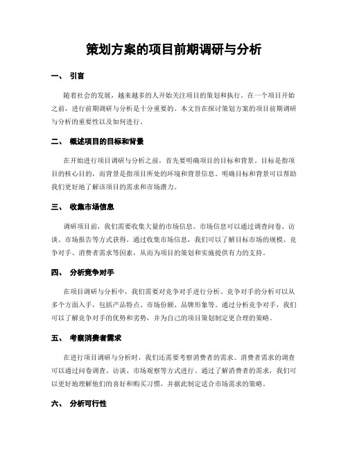 策划方案的项目前期调研与分析