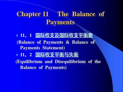 Chapter 11  The Balance of Payments