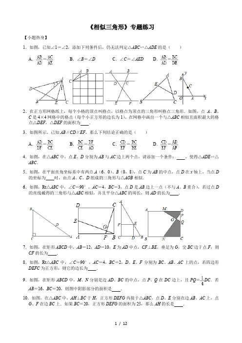 苏科版九年级数学下册第6章《相似三角形》专题练习