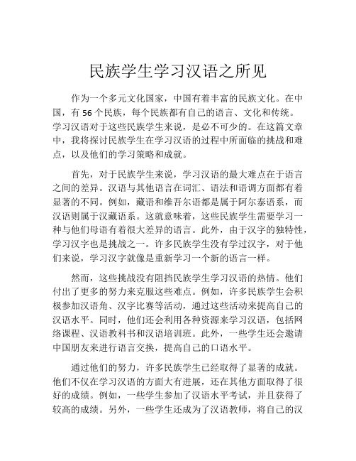 民族学生学习汉语之所见