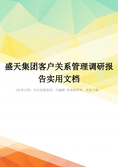 盛天集团客户关系管理调研报告实用文档