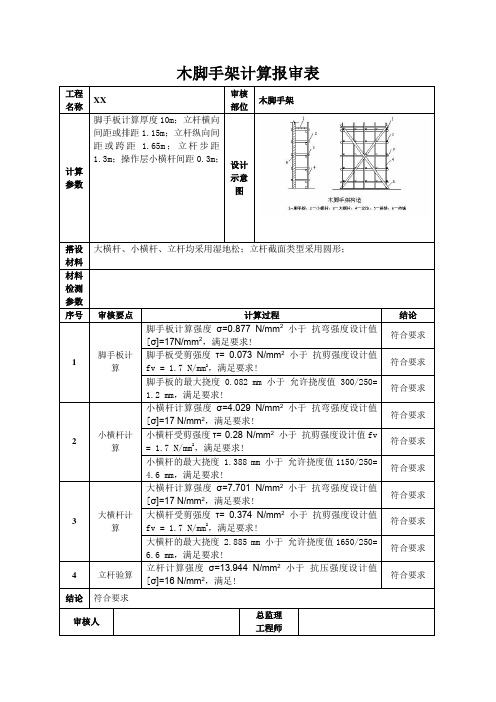 木脚手架计算报审表