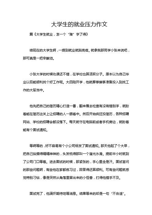 大学生的就业压力作文