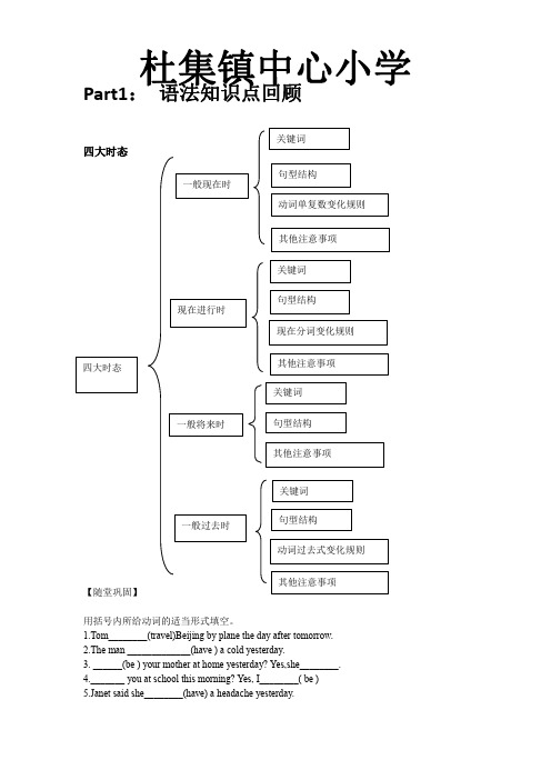 小升初英语学案-四大时态及名词回顾 通用版(无答案)杜集