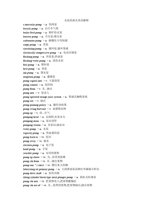水泵的相关英语解释