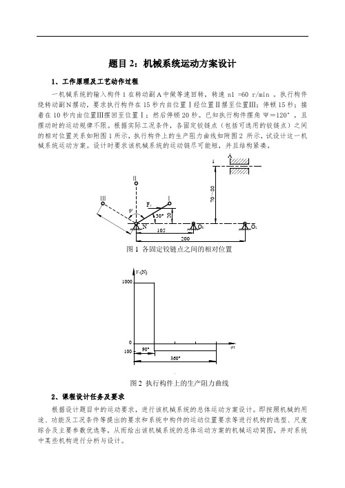 (全)机械原理课程设计题目