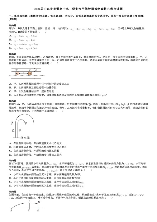 2024届山东省普通高中高三学业水平等级模拟物理核心考点试题