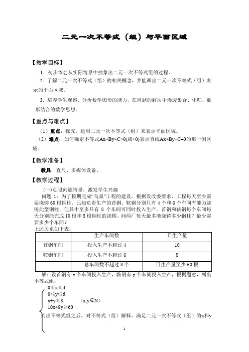 优秀参赛课件 《二元一次不等式(组)和平面区域》