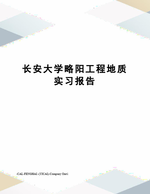 长安大学略阳工程地质实习报告