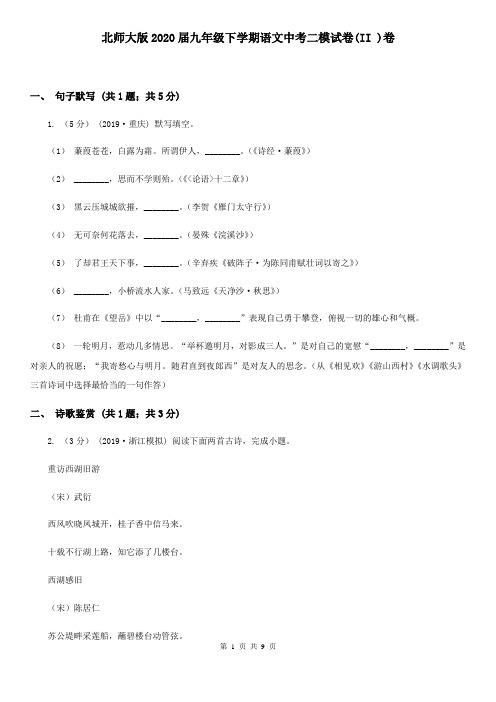 北师大版2020届九年级下学期语文中考二模试卷(II )卷