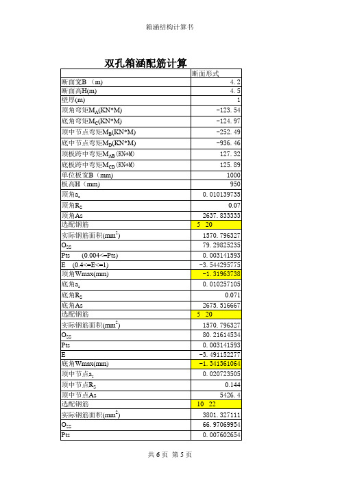 双孔箱涵框架配筋计算