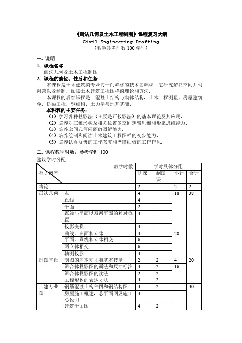 《画法几何及土木工程制图》课程复习大纲-推荐下载