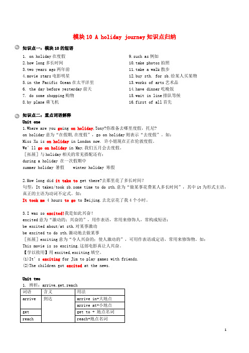 义务教育六三学制七年级英语下册Module10Aholidayjourney知识点归纳90