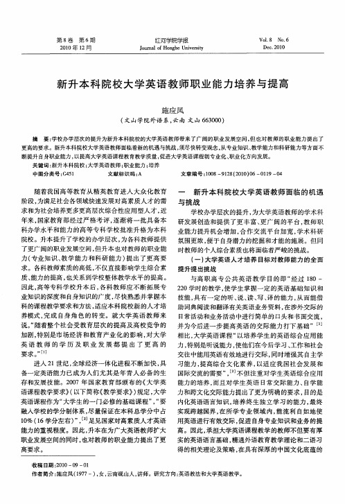 新升本科院校大学英语教师职业能力培养与提高