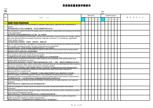 供应商品质系统审核报告