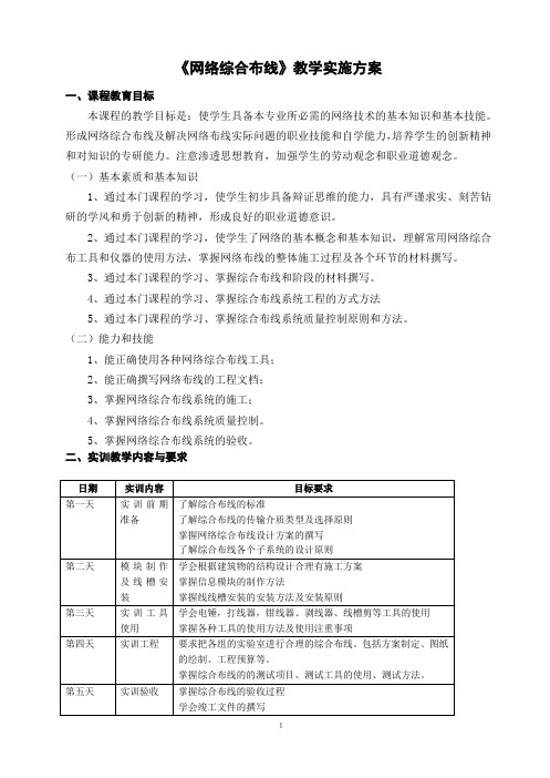 网络综合布线教学实施方案