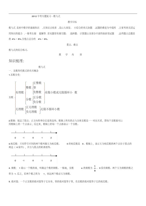 2012中考数学专题复习--数与式