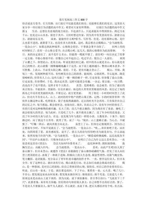 旅行见闻高三作文800字