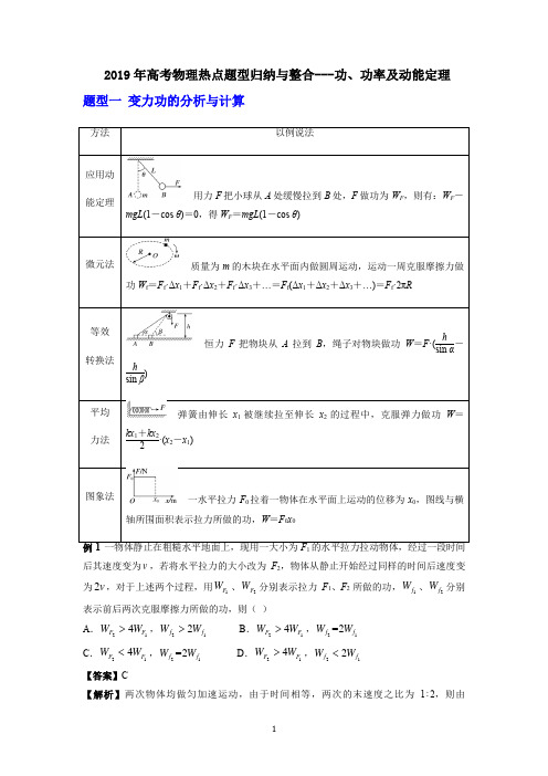 2019年高考物理热点题型归纳与整合---功、功率及动能定理