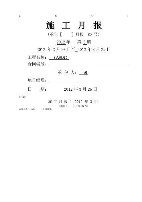 水利工程施工月报样本 (2)