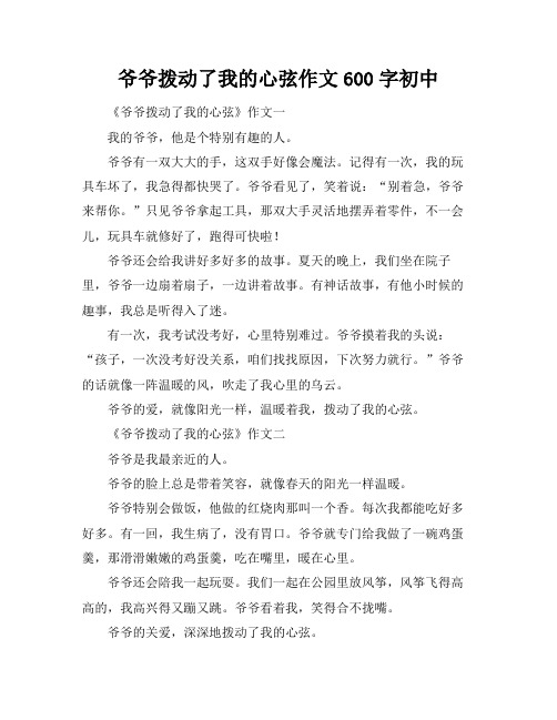 爷爷拨动了我的心弦作文600字初中