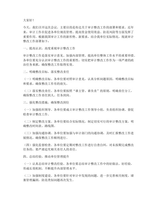 审计整改部署发言稿范文