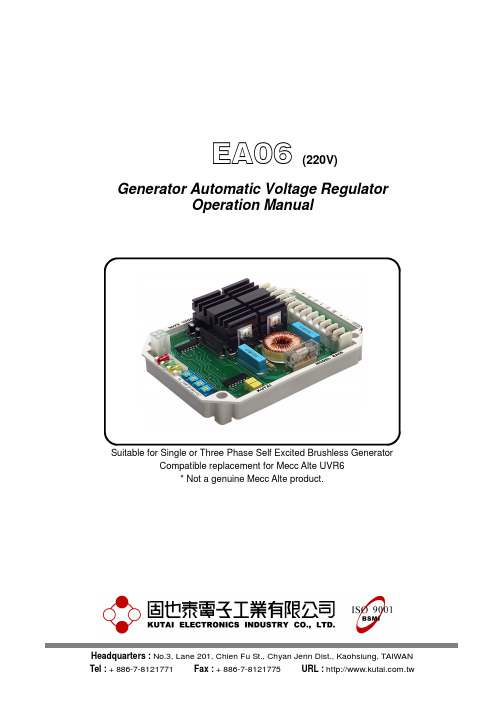 EA06-220V 自励式无刷发电机自动调压器使用手册说明书