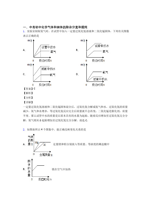 化学气体和固体分离和提纯的专项培优练习题含详细答案